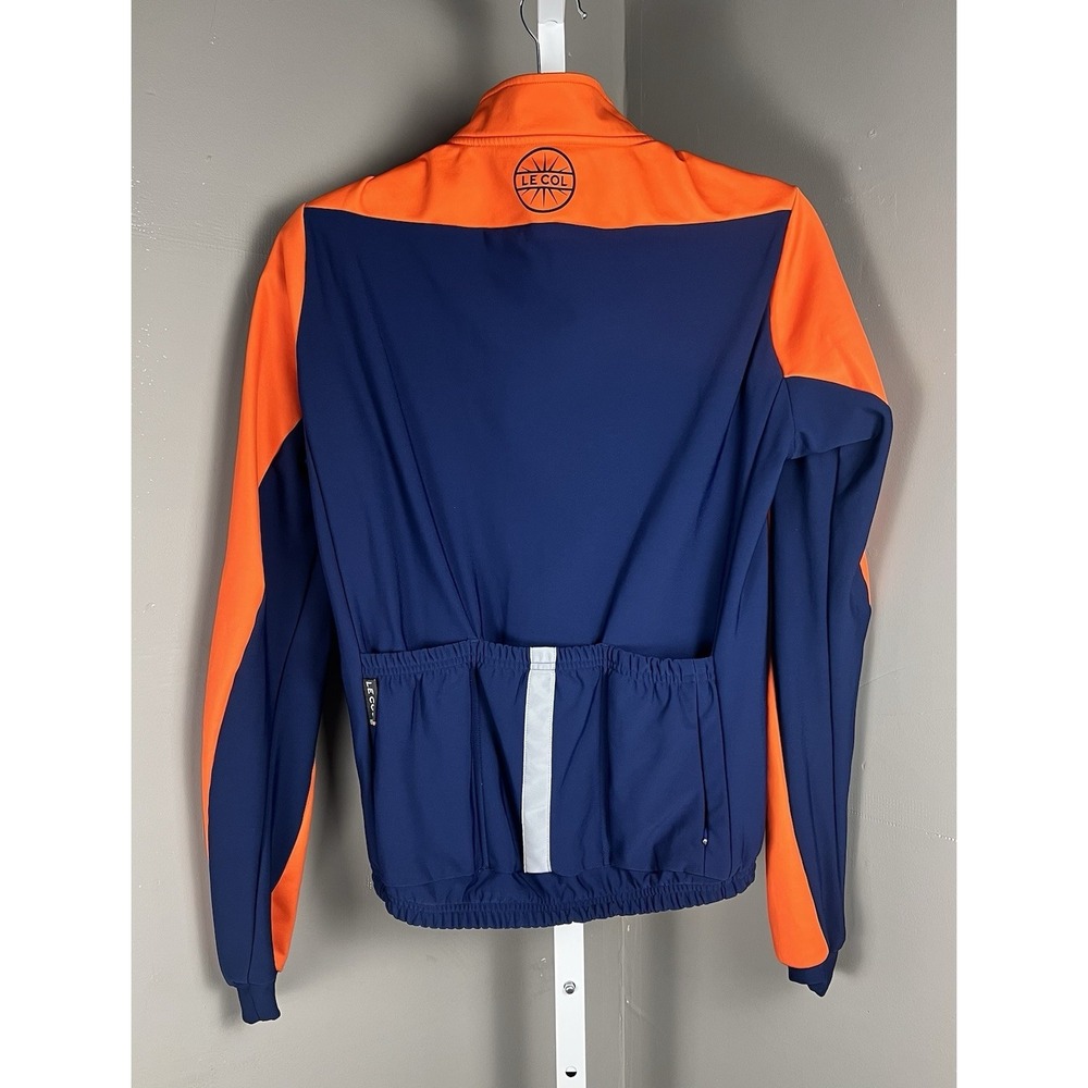 Le Col Men's Sport Winter Jacket Orange Navy Cycling Full Zip Made in Italy S - Picture 2 of 7